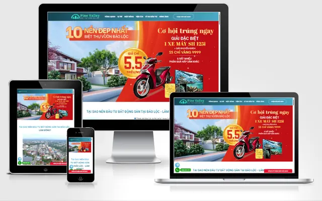 Ảnh chụp giao diện Landing page bất động sản PineValley