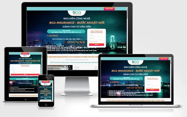 Ảnh chụp giao diện Landing page dịch vụ bảo hiểm