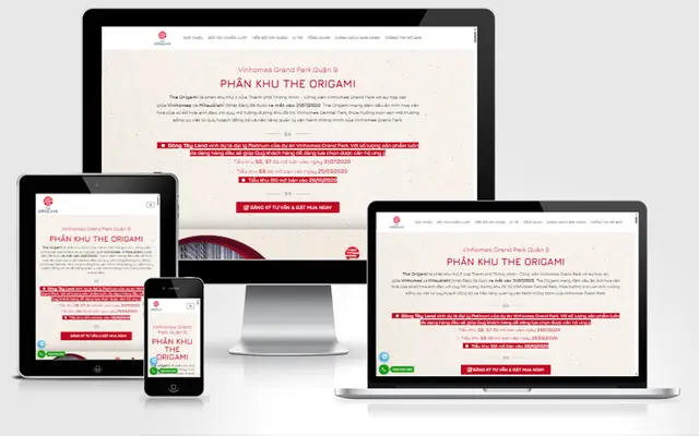 Ảnh chụp giao diện Website bất động sản dự án Vinhome Granpark – Origami