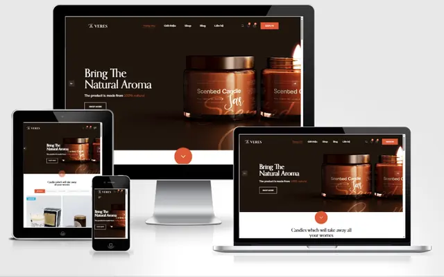 Ảnh chụp giao diện Website cửa hàng nến thơm