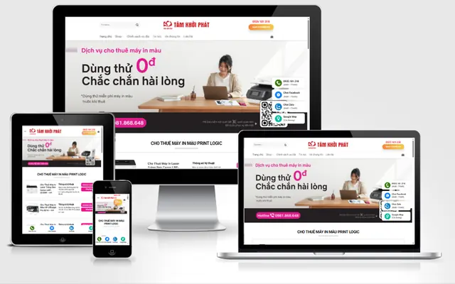 Ảnh chụp giao diện Website dịch vụ cho thuê máy in