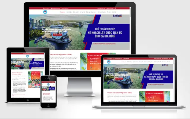 Ảnh chụp giao diện Website giáo dục, định cư
