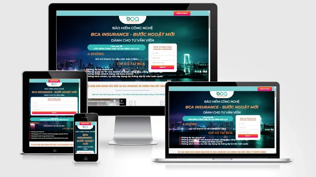 Ảnh chụp giao diện Landing page dịch vụ bảo hiểm