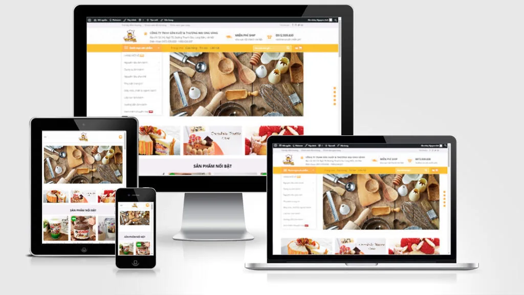 Ảnh chụp giao diện Website bán dụng cụ làm bánh