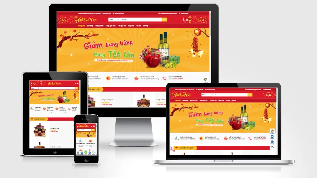 Ảnh chụp giao diện Website bán giỏ quà ngày Tết
