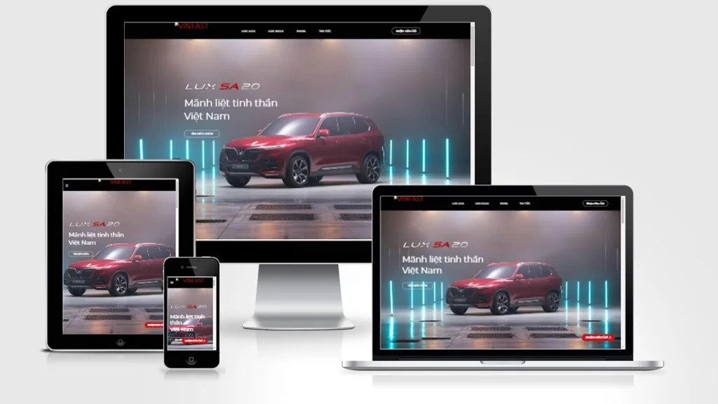 Ảnh chụp giao diện Website bán ô tô Vinfast