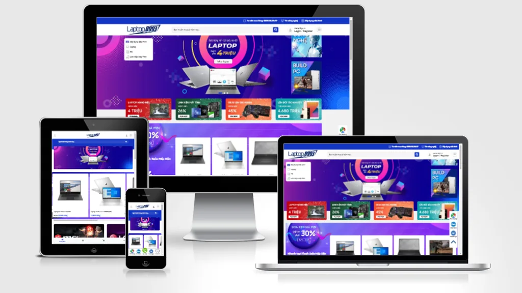 Ảnh chụp giao diện Website bán sản phẩm vi tính