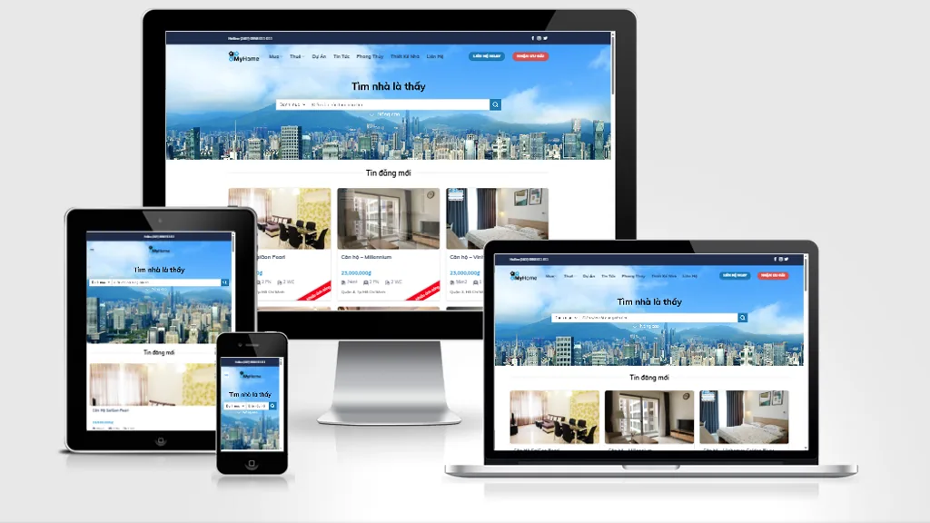Ảnh chụp giao diện Website bất động sản nhiều sản phẩm 2