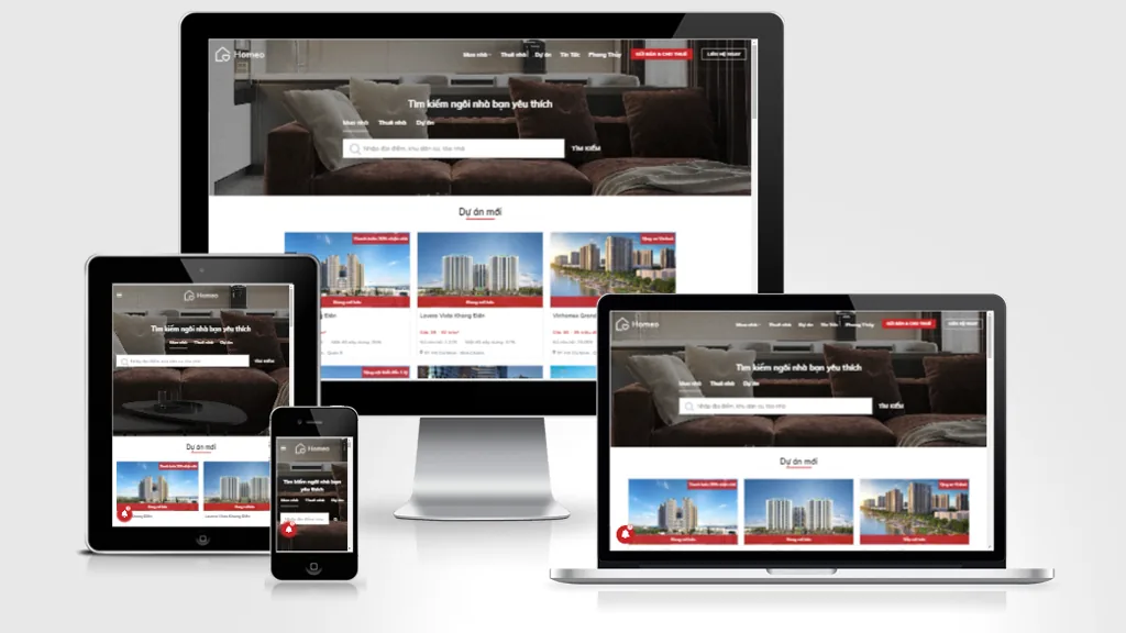 Ảnh chụp giao diện Website bất động sản nhiều sản phẩm 3