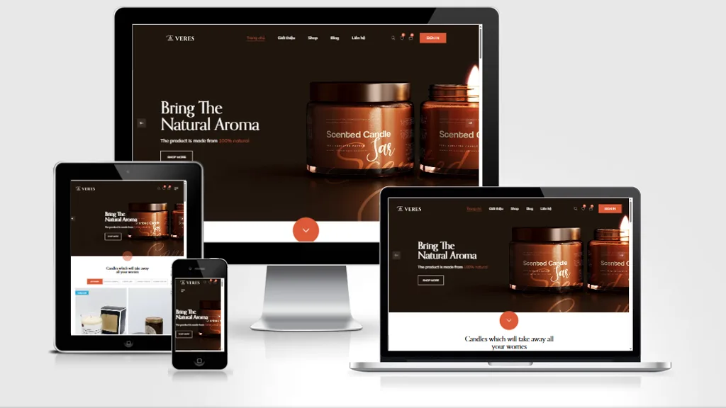 Ảnh chụp giao diện Website cửa hàng nến thơm