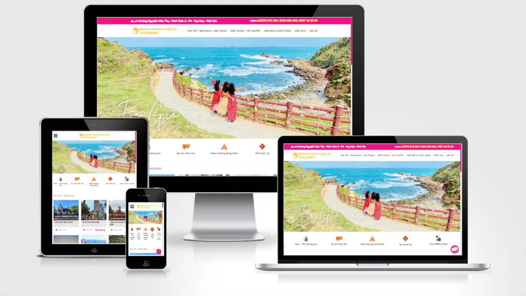 Ảnh chụp giao diện Website dịch vụ du lịch Phú Yên