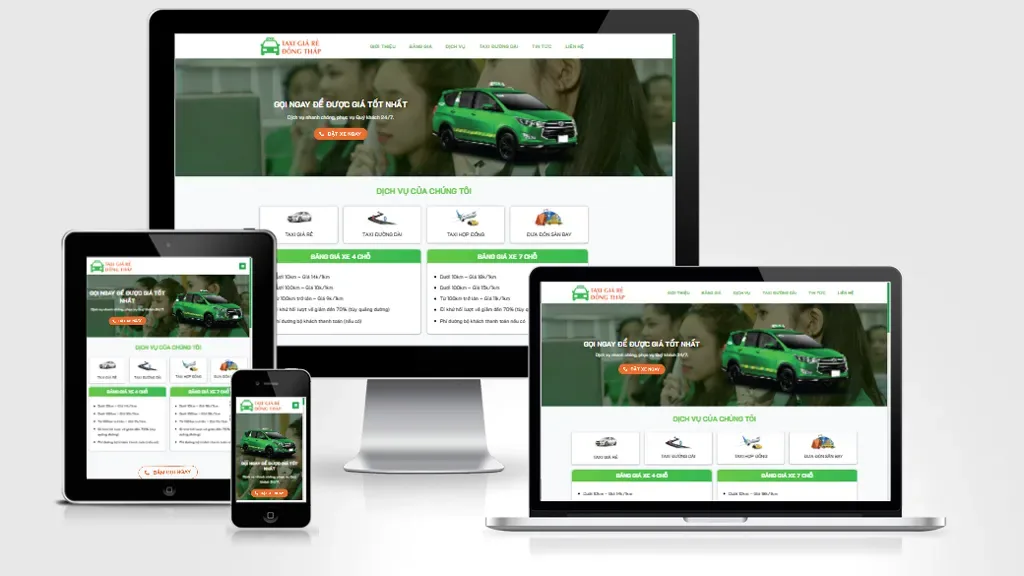 Ảnh chụp giao diện Website dịch vụ taxi 01