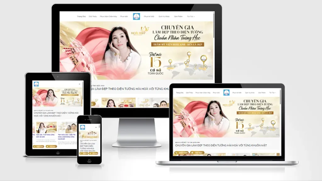 Ảnh chụp giao diện Website dịch vụ thẩm mỹ