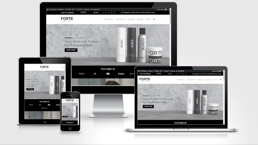 Ảnh chụp giao diện Website mỹ phẩm Forte